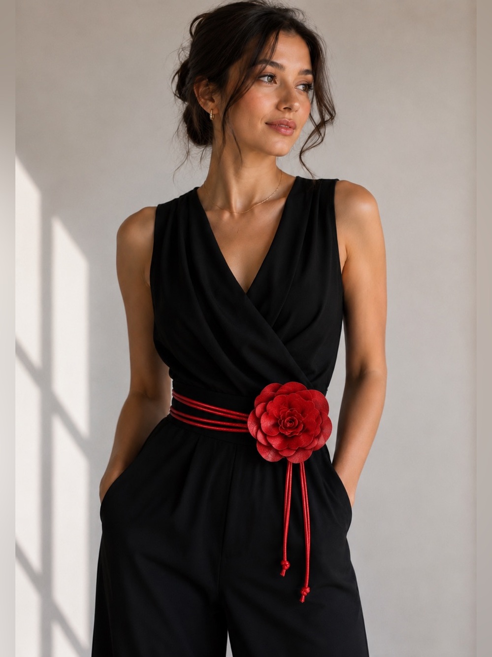 455. Scarlet Bloom Statement Belt in red